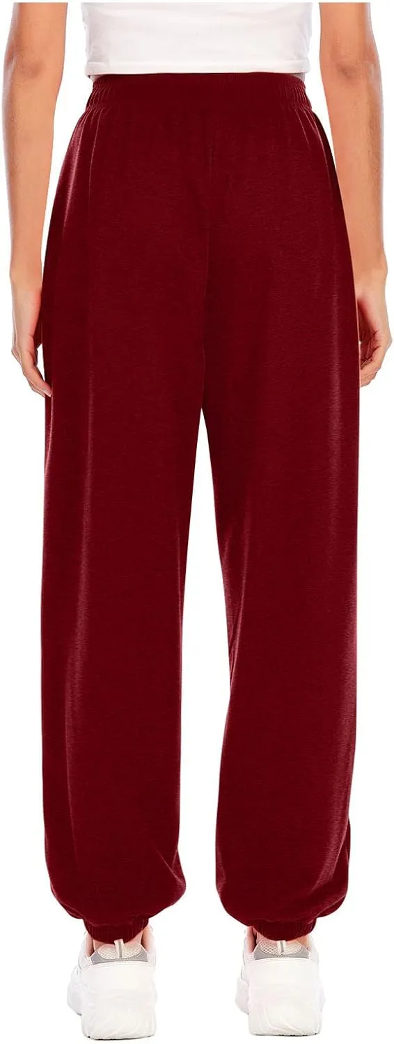 Women's Wide Leg Sweatpants 2023 Lounge Baggy Cinch Bottom Sweat Pants Joggers High Waist Sporty Gym Athletic Loose Fit Pants