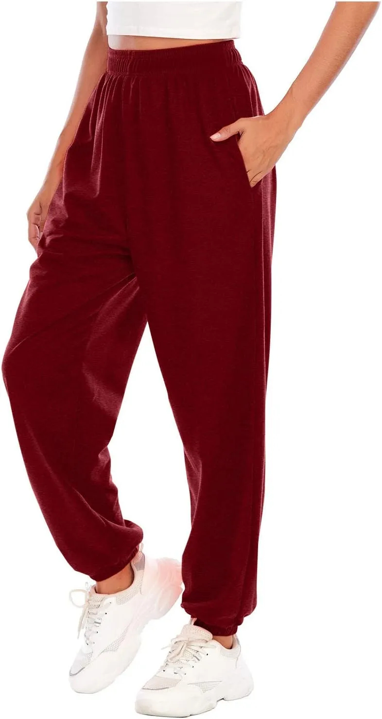 Women's Wide Leg Sweatpants 2023 Lounge Baggy Cinch Bottom Sweat Pants Joggers High Waist Sporty Gym Athletic Loose Fit Pants