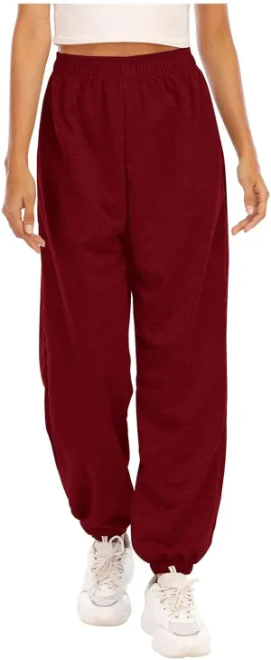 Women's Wide Leg Sweatpants 2023 Lounge Baggy Cinch Bottom Sweat Pants Joggers High Waist Sporty Gym Athletic Loose Fit Pants