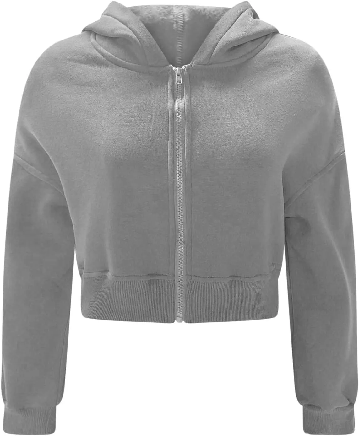 Women's Winter Oversized Half Zipper Cropped Hoodie Sweatshirt Sweaters Clothes,V Neck Long Sleeve Tunic Comfy Tops