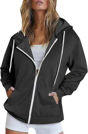 Womens Y2K 2023 Fall Winter Zip Up Collar Sweater Cardigan Long Sleeve Knit Ribbed Jacket Outwear Lightweight Winter Coat