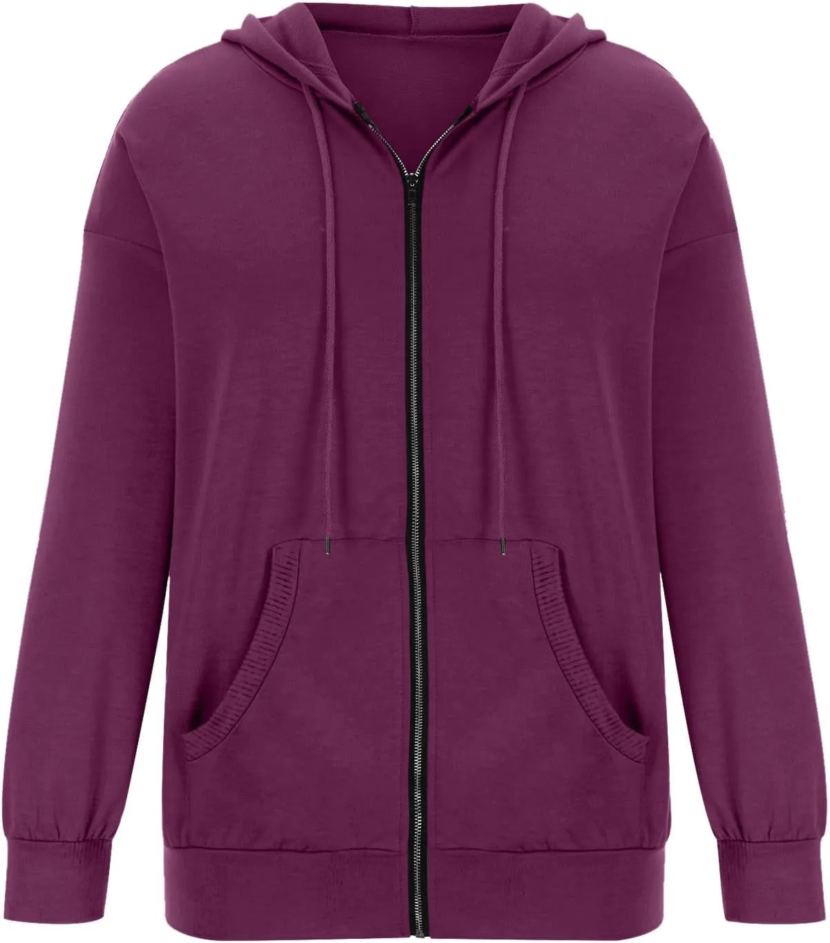Womens Zip Up Hoodies Long Sleeve Drawstring Sweatshirts Fall Outfits Oversized Sweaters Casual Fashion Jackets 2024