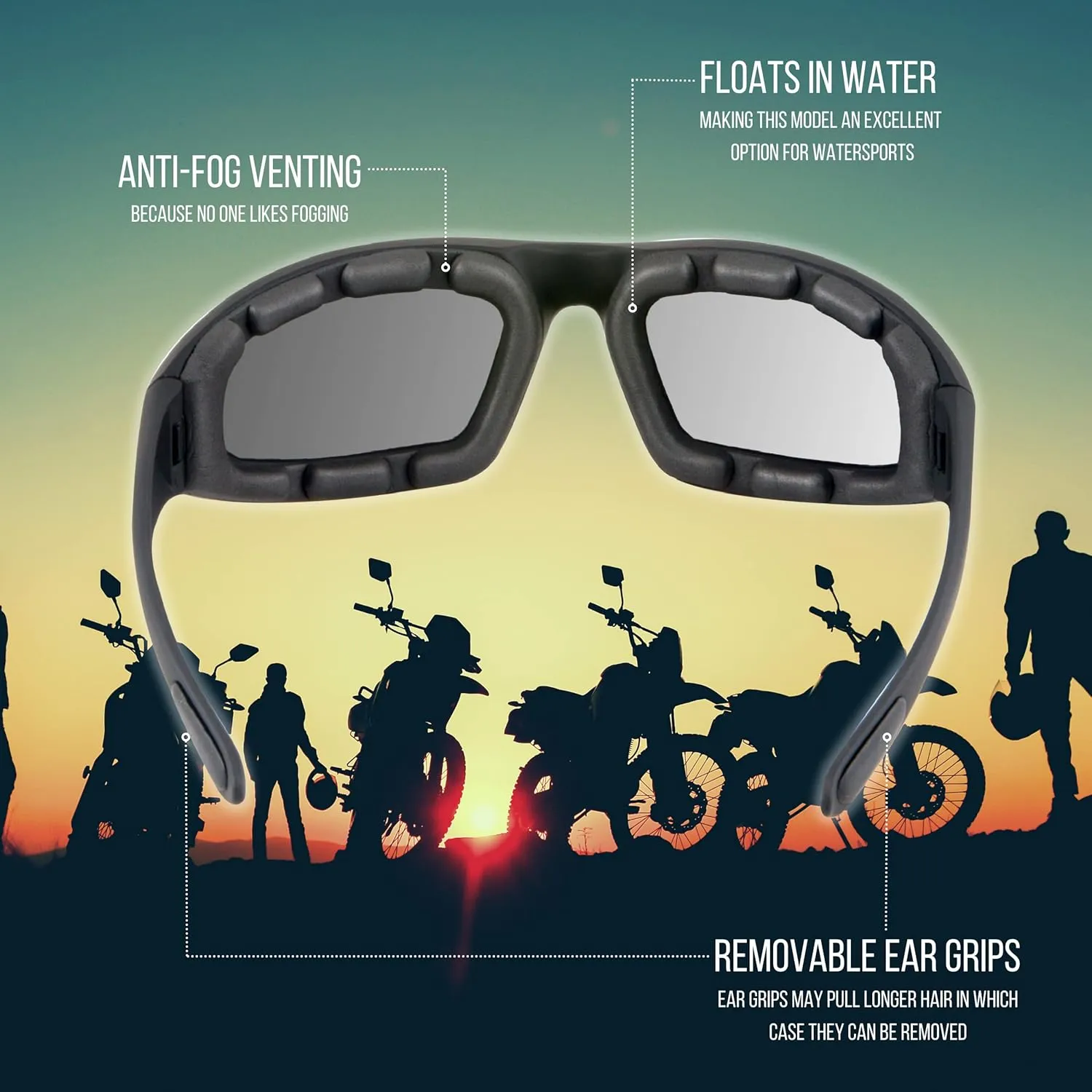 WYND Blocker Polarized Motorcycle & Fishing Floating Sports Wrap Sunglasses (Black/PZ Amber Lens)
