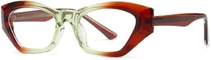 XSJGHLM-Vintage Flower Tea Spectacle Frame Women Rhombus Cat Eye Sunshade Mirror Men Gradient Color Clear Eyewear
