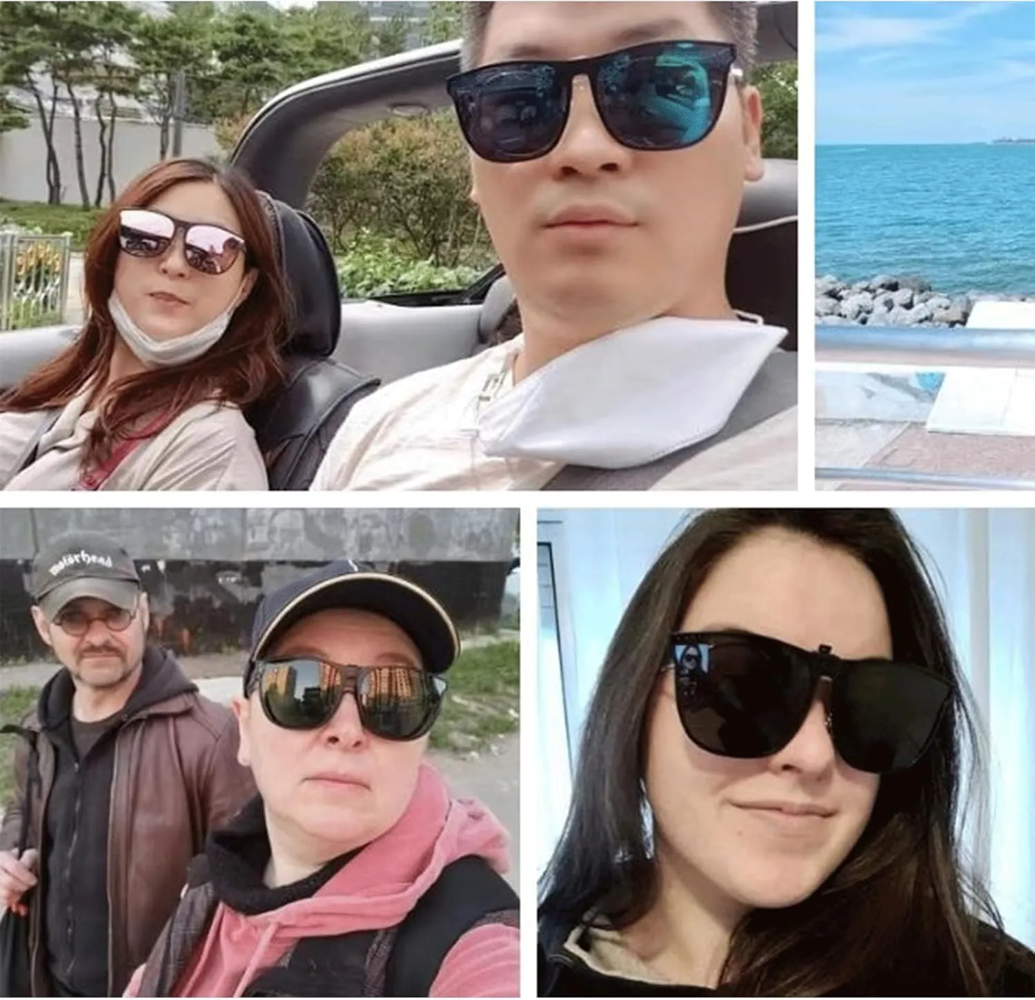 YAMEIZE Polarized Clip-on Sunglasses - Flip Up Anti-Glare UV400 Protection Glasses for Women Men Driving Travelling Fishing
