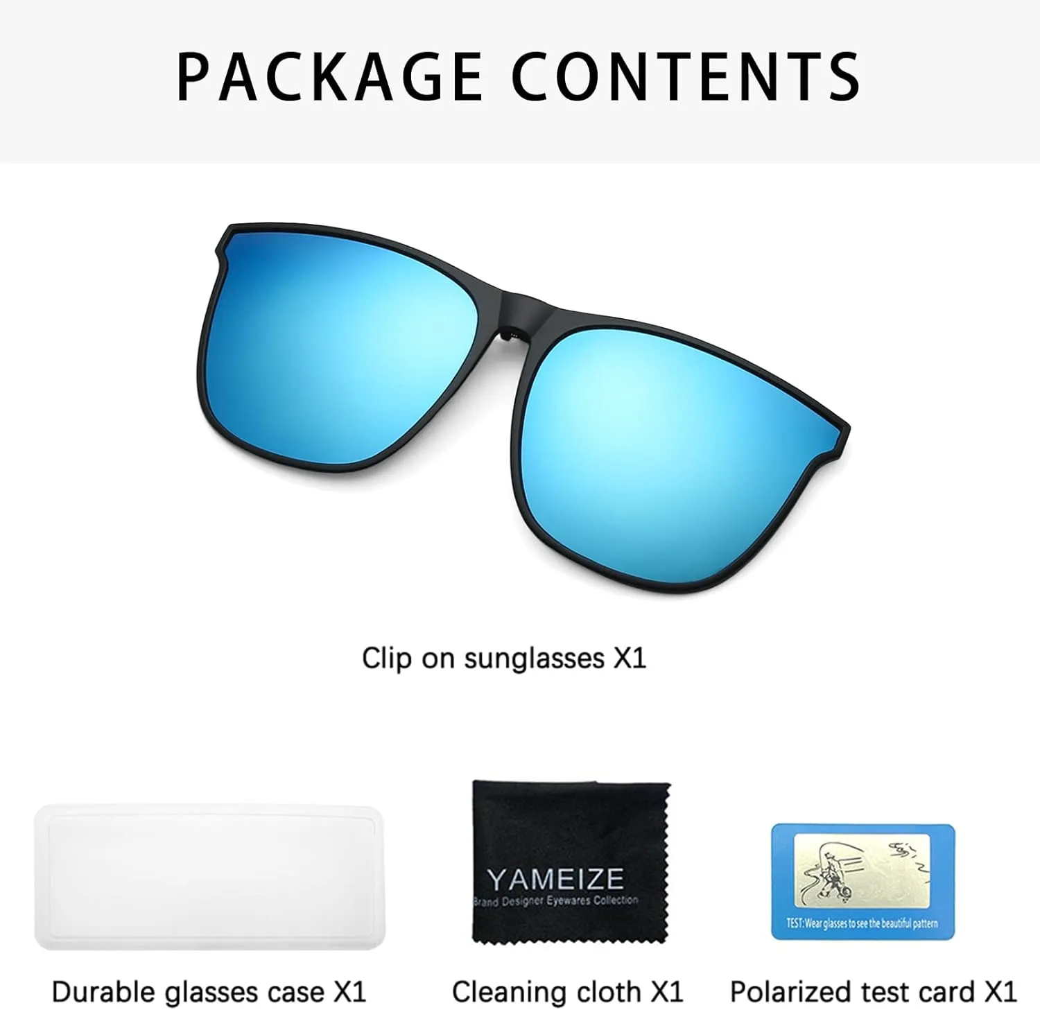 YAMEIZE Polarized Clip-on Sunglasses - Flip Up Anti-Glare UV400 Protection Glasses for Women Men Driving Travelling Fishing