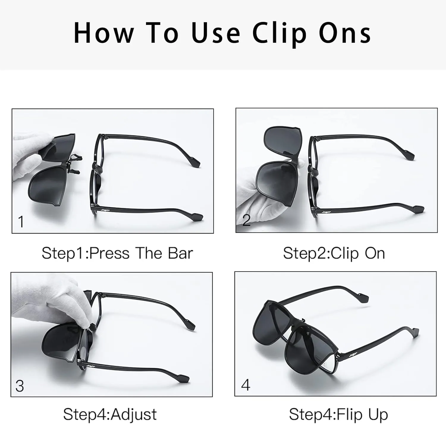 YAMEIZE Polarized Clip-on Sunglasses - Flip Up Anti-Glare UV400 Protection Glasses for Women Men Driving Travelling Fishing