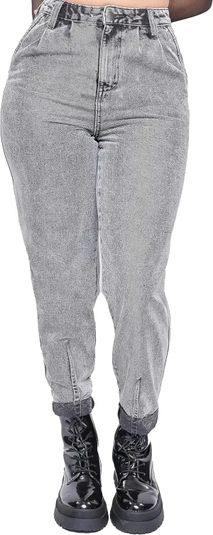 YMI Women's Pleated Mom Jeans