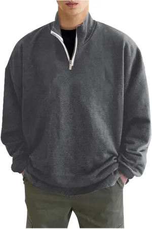 Ymosrh Men's Sweatshirts Solid Hoodies Fashion Long Sleeve Hooded Sweatshirts Pullover Trendy Hoodie with Zipper