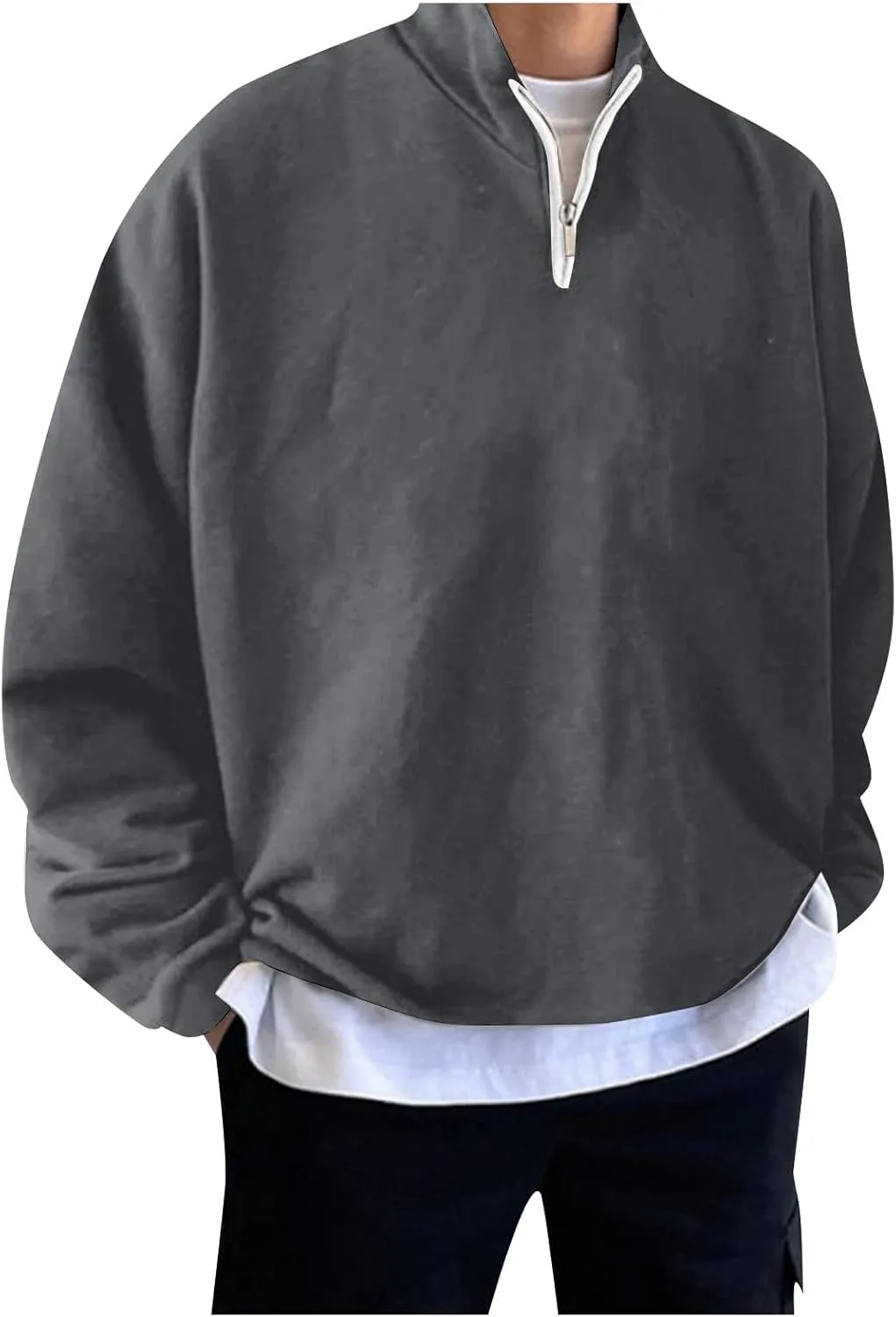 Ymosrh Men's Sweatshirts Solid Hoodies Fashion Long Sleeve Hooded Sweatshirts Pullover Trendy Hoodie with Zipper