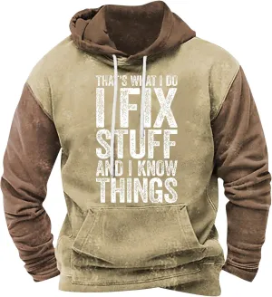 Ymosrh Novelty Hoodies Color Block Letter Printed Hoodies Pullover Sweatshirt with Pockets, M-4XL