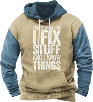 Ymosrh Novelty Hoodies Color Block Letter Printed Hoodies Pullover Sweatshirt with Pockets, M-4XL