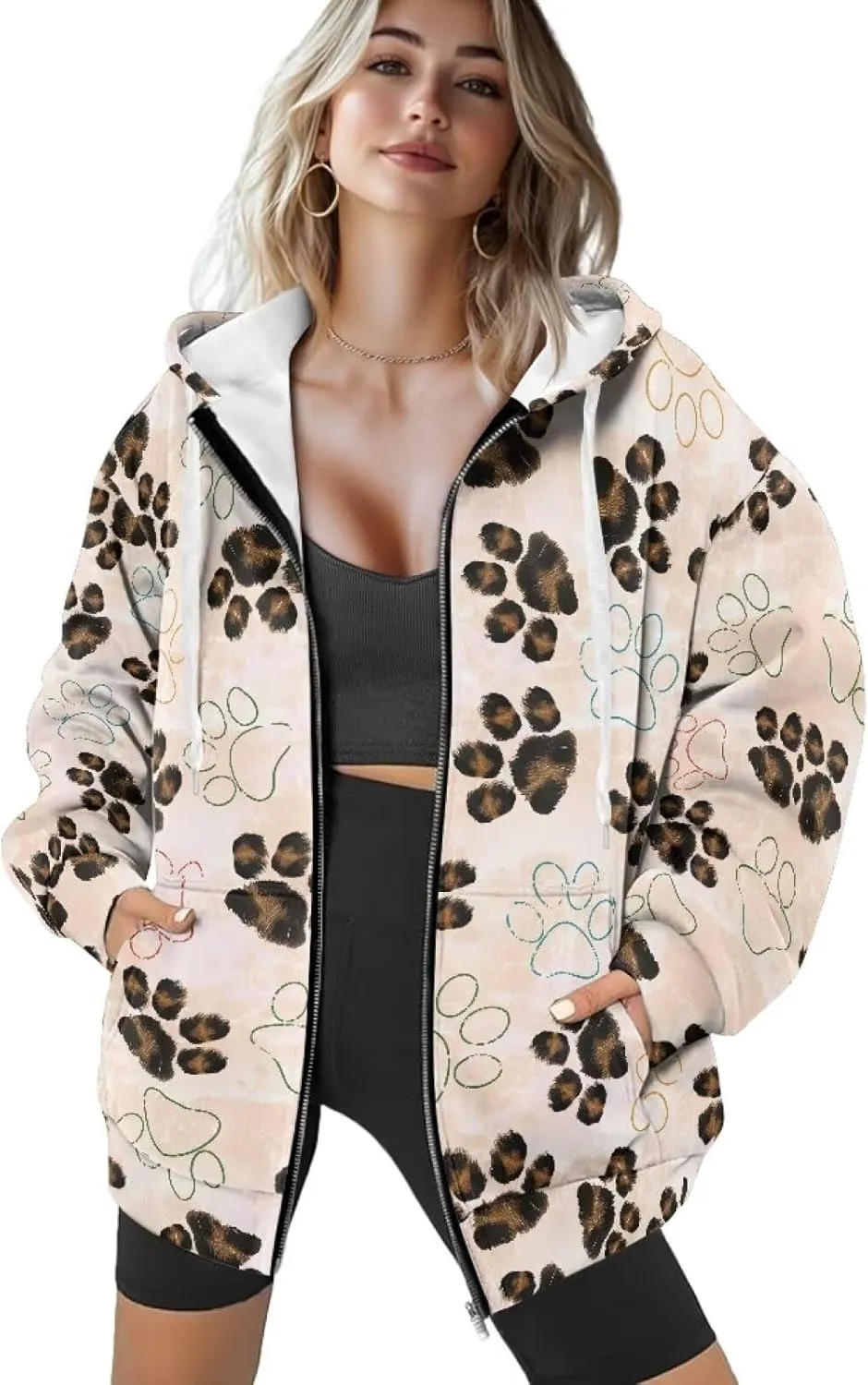 Zip Up Hoodie Sweatshirts for Women Trendy Clothes Oversized Sweatshirts Casual Jacket