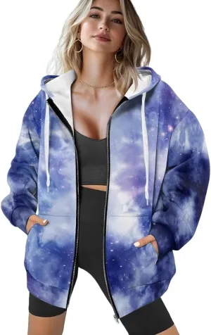 Zip Up Hoodie Sweatshirts for Women Trendy Clothes Oversized Sweatshirts Casual Jacket