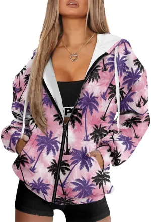 Zip Up Hoodie Sweatshirts for Women Trendy Clothes Oversized Sweatshirts Casual Jacket