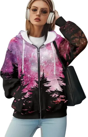 Zip Up Hoodie Sweatshirts for Women Trendy Clothes Oversized Sweatshirts Casual Jacket