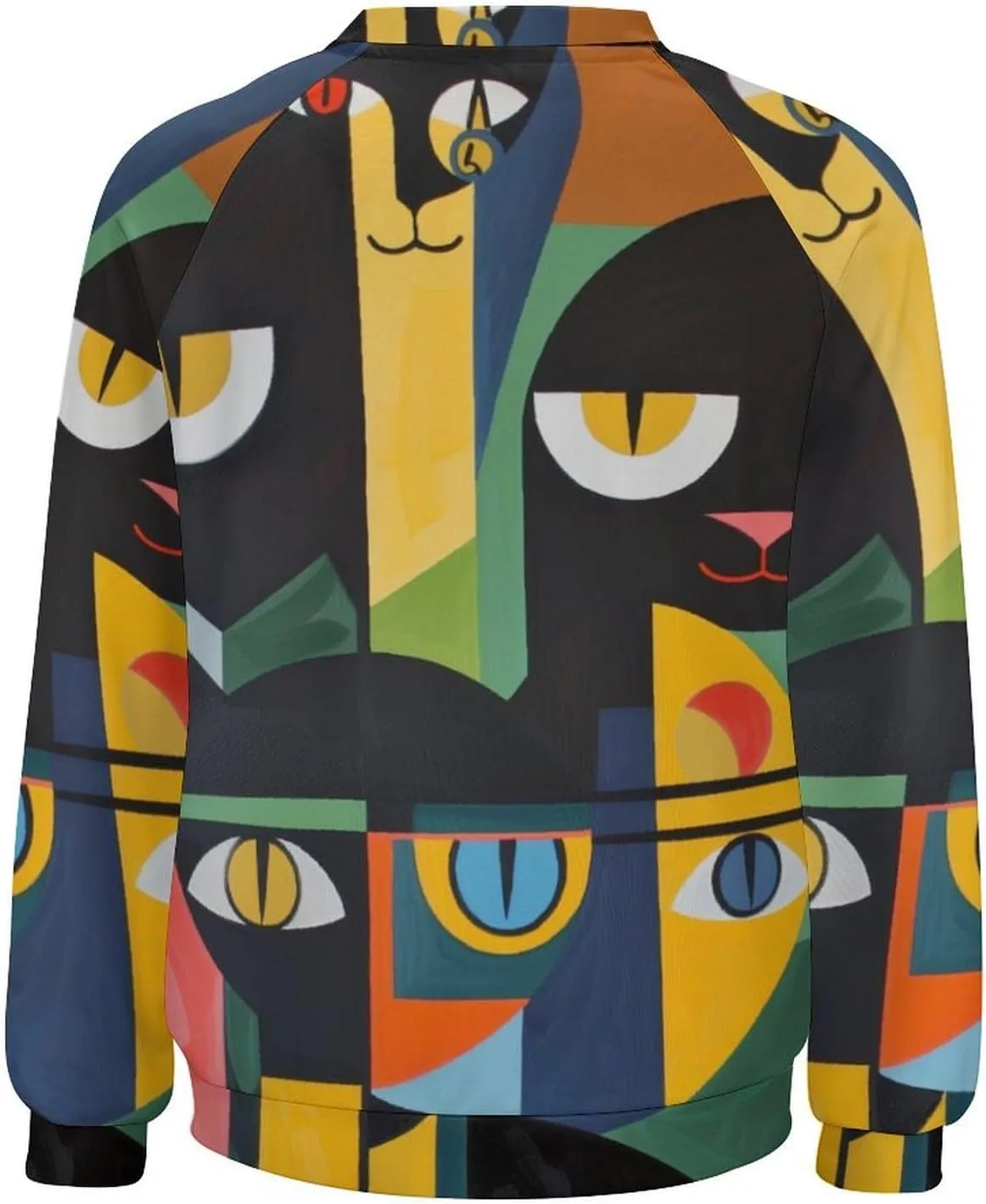 ZOCAVIA Women's Y2K Art Cat Sweatshirts Fall Abstract Graphic Pullover Tops Long Sleeve Oil Painting Cat Printed T Shirts