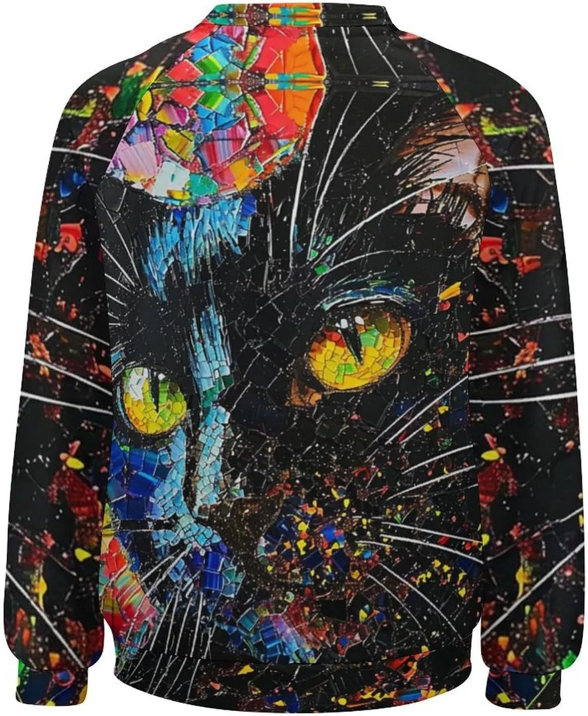 ZOCAVIA Women's Y2K Art Cat Sweatshirts Fall Abstract Graphic Pullover Tops Long Sleeve Oil Painting Cat Printed T Shirts